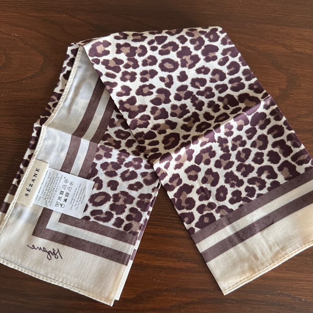 NWT, Sézane leopard Print Square Scarf, 100% Cotton